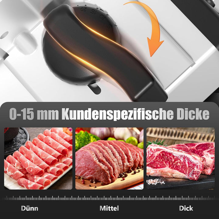 YASHE Allesschneider Mit Leisem DC-Motor 200W, Elektrischer Aufschnittschneider Mit Abnehmbaren 19CM