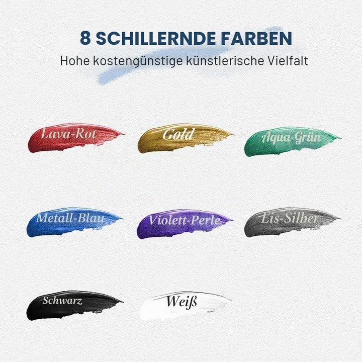 LIGHTWISH Metallic Pouring Acrylfarben Set, 8 schillernde Farben, 118 ml Flaschen, vorgemischte Acry