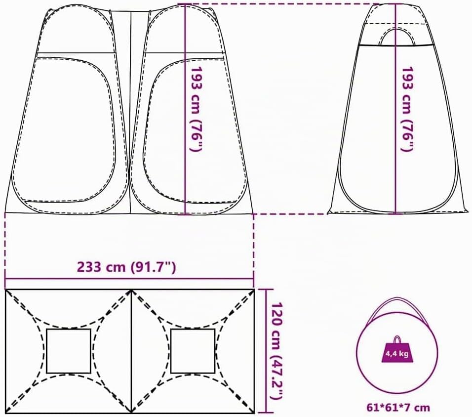 vidaXL Sichtschutzzelt Umkleidezelt Duschzelt Camping Zelt Pop-Up Wasserdicht Grau und Orange, Grau