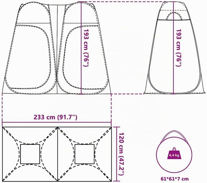 vidaXL Sichtschutzzelt Umkleidezelt Duschzelt Camping Zelt Pop-Up Wasserdicht Grau und Orange, Grau