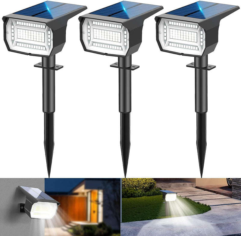 LOTMOS Solarstrahler für Aussen [3 Stück/72LED], 3 Modi IP67 Wasserdicht Solar Gartenleuchten, 6500K