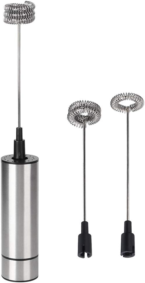 AUNMAS Milchaufschäumer, 23x3cm Batteriebetriebener Schneebesen aus Edelstahl Kaffeerührer Mixer Ble