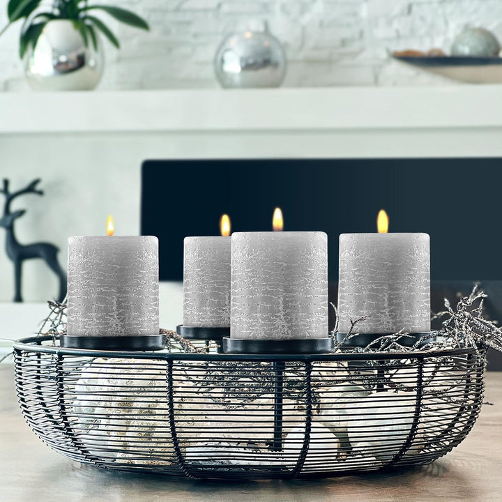 Brandsseller 4er Set Stumpenkerzen 7x10 cm – durchgefärbt & aus Paraffin – rustikale Kerzen mit lang