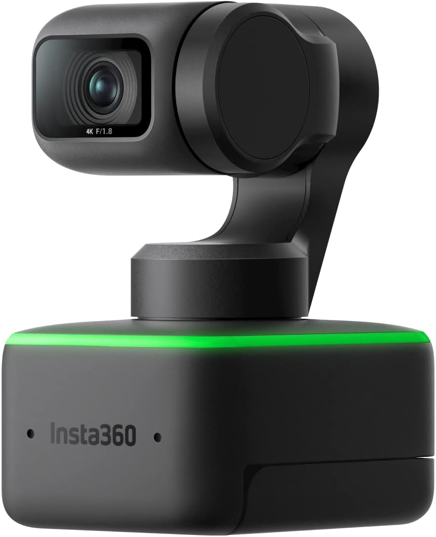 Insta360 Link - PTZ 4K Webcam mit 1/2"-Sensor, KI-Tracking, Gestensteuerung, HDR, Mikrofonen mit Rau