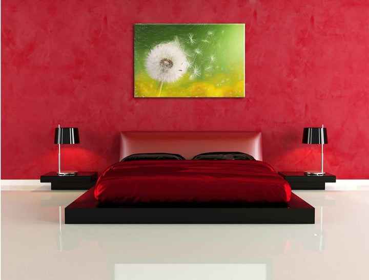 Pixxprint Löwenzahn Samen als Leinwandbild/Grösse: 100x70 / Wandbild/Kunstdruck/fertig bespannt, 100