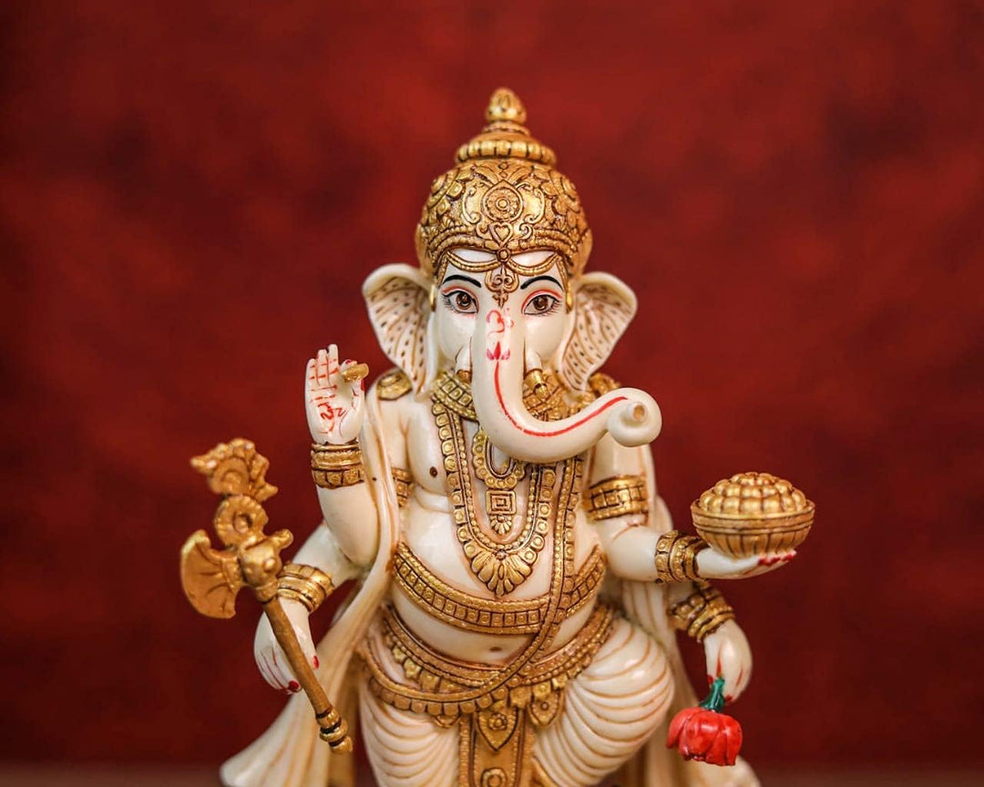 SHIVAJI ARTS Ganesh Statue, Lord Ganesha Statue, 19,1 cm, handgemalte Staubmarmor Ganesha, Ganesh fü