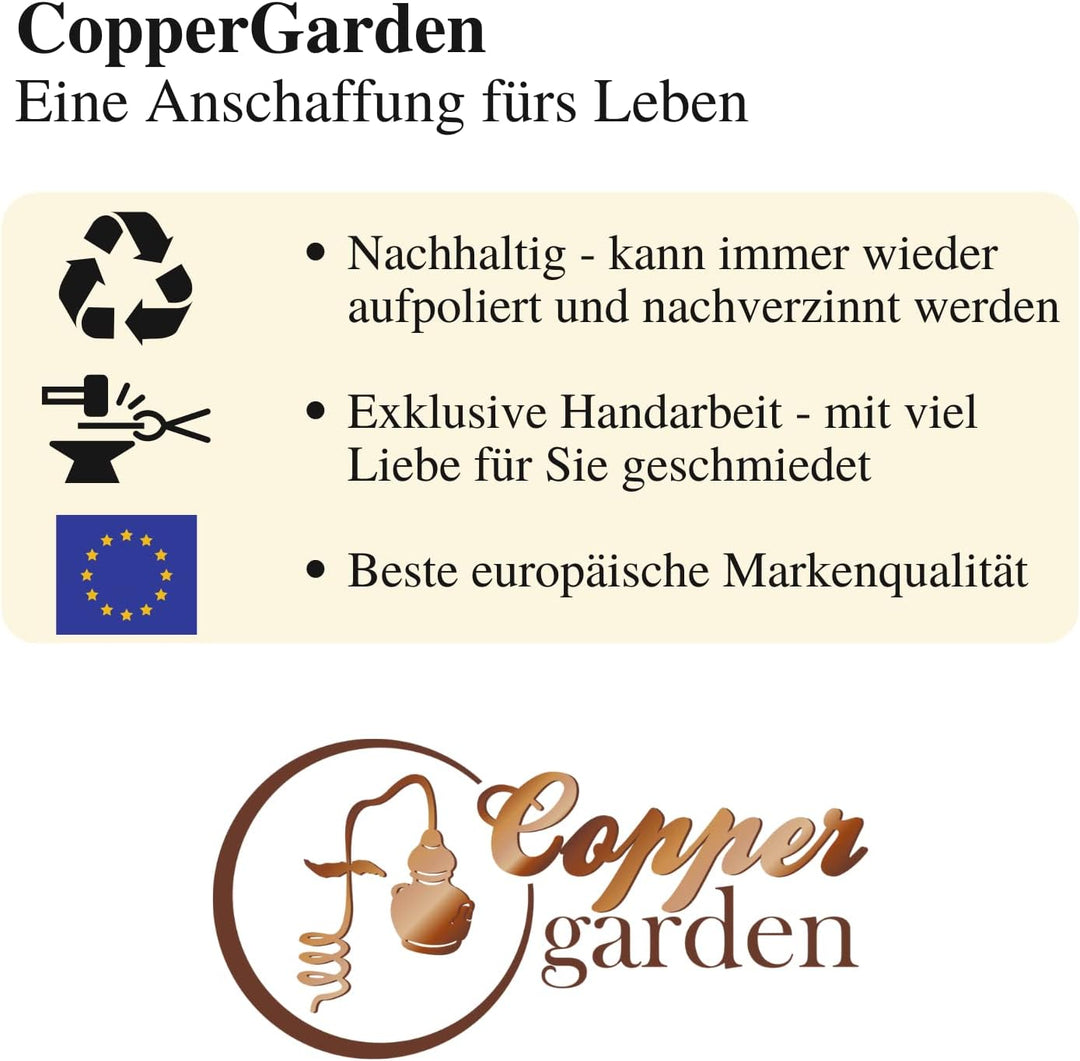 Copper Garden Sieb aus blankem Kupfer I Siebeinsatz für Feuerzangenbowle I Sieb zum Einhängen 17 cm