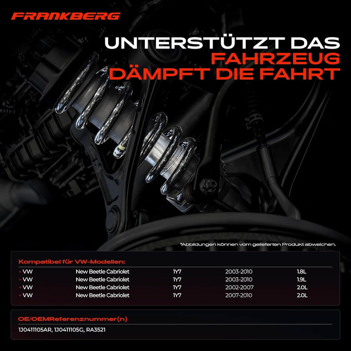 Frankberg 2x Federn Fahrwerksfeder Vorderachse Links Rechts Kompatibel mit New Beetle Cabriolet 1Y7