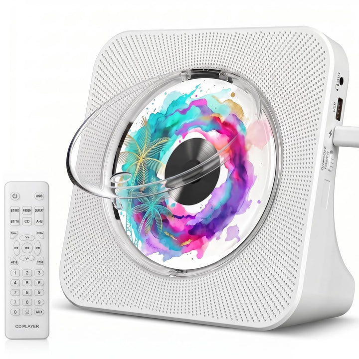 Tragbarer CD-Player mit Bluetooth, Gueray Desktop für zu Hause, Eingebaute Doppelte HiFi-Lautspreche