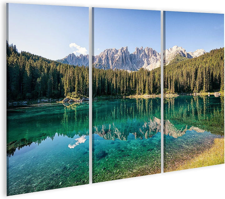 islandburner Bild auf Leinwand Karersee In Italien Vor Dolomiten Bilder Wandbilder Poster Leinwand 1