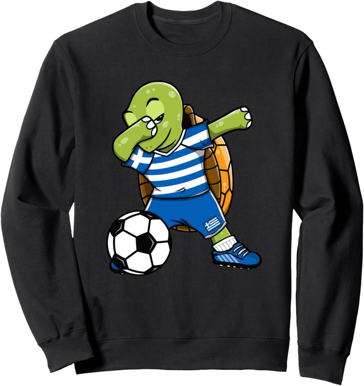 Dabbing Schildkröte Griechenland Fussball Griechische Flagge Sweatshirt