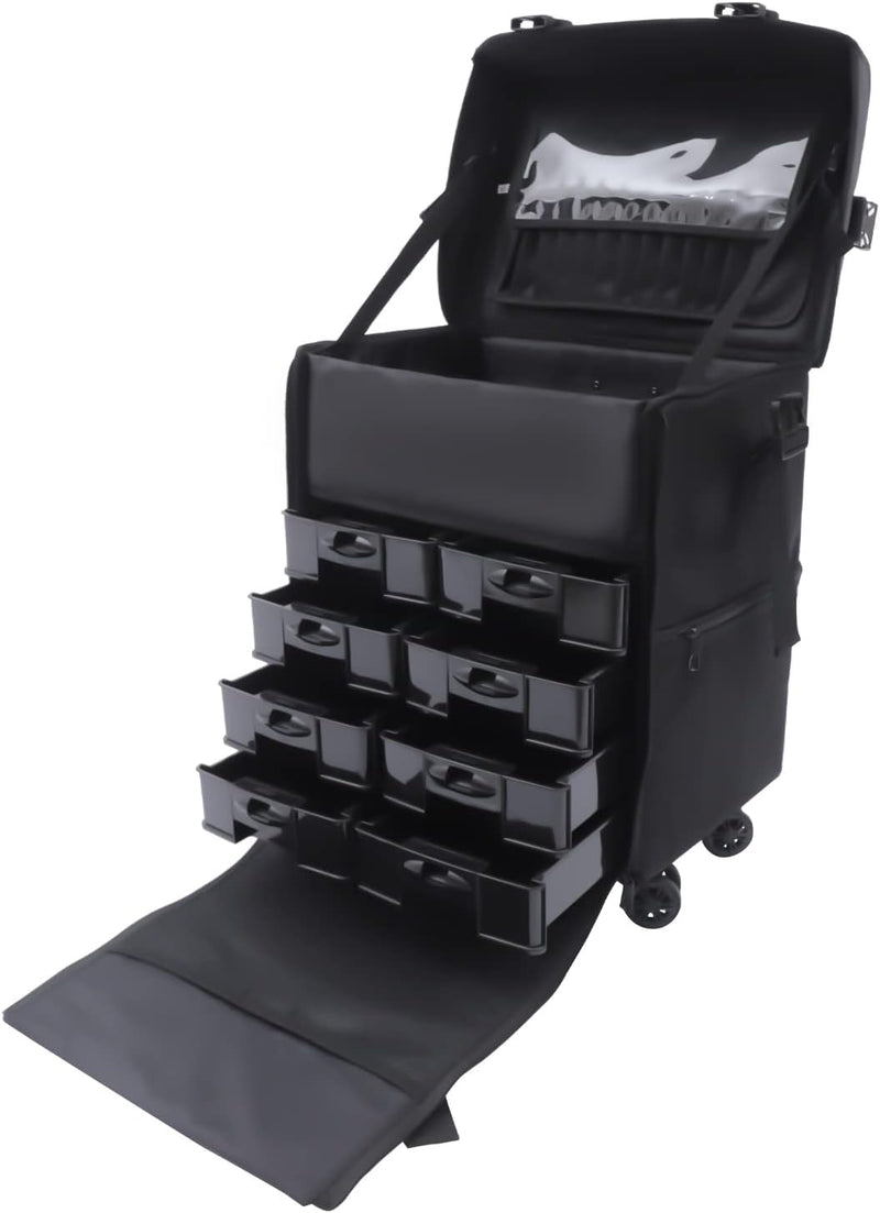 Kosmetikkoffer Trolley mit Schublade, 2 In 1 Professioneller Beauty Make-up-Koffer, Abnehmbarer Trav