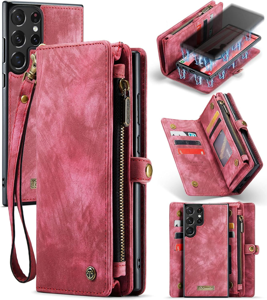 UFinetech Samsung S23 Ultra Hülle, Stossfest Kartenfach Magnetisch Abnehmbare Tasche Samsung Galaxy