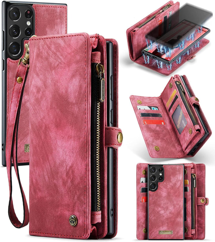 UFinetech Samsung S23 Ultra Hülle, Stossfest Kartenfach Magnetisch Abnehmbare Tasche Samsung Galaxy