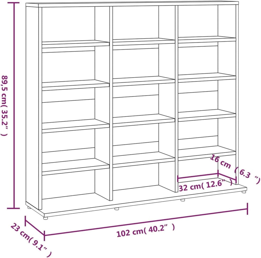 Gecheer CD Regal mit 15 offenen Fächern Medienregal Medienschrank Aufbewahrung Standregal Regalwand