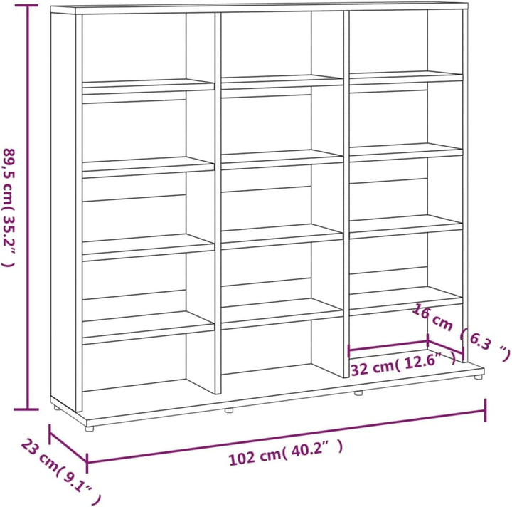 Gecheer CD Regal mit 15 offenen Fächern Medienregal Medienschrank Aufbewahrung Standregal Regalwand