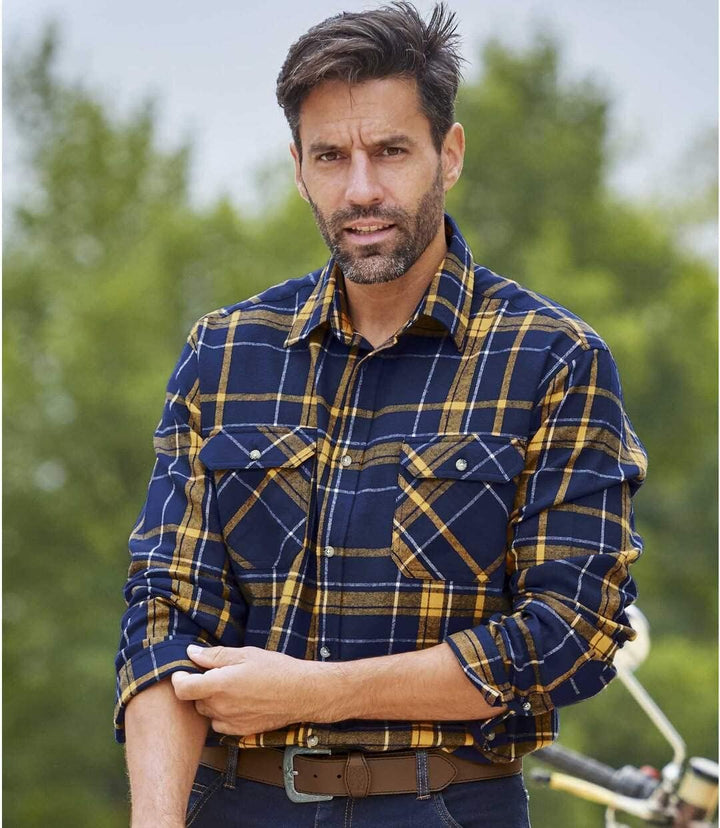 ATLAS FOR MEN - Kariertes Hemd aus Flanell - Langärmelig - Verfügbar in grossen Grössen von M bis 5X