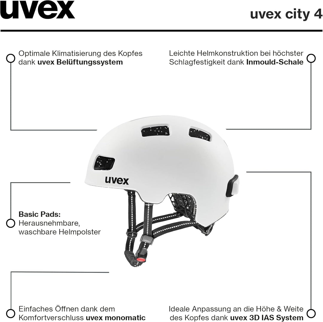 Uvex City 4 Fahrrad Helm matt weiss 2024 58-61 cm, 58-61 cm