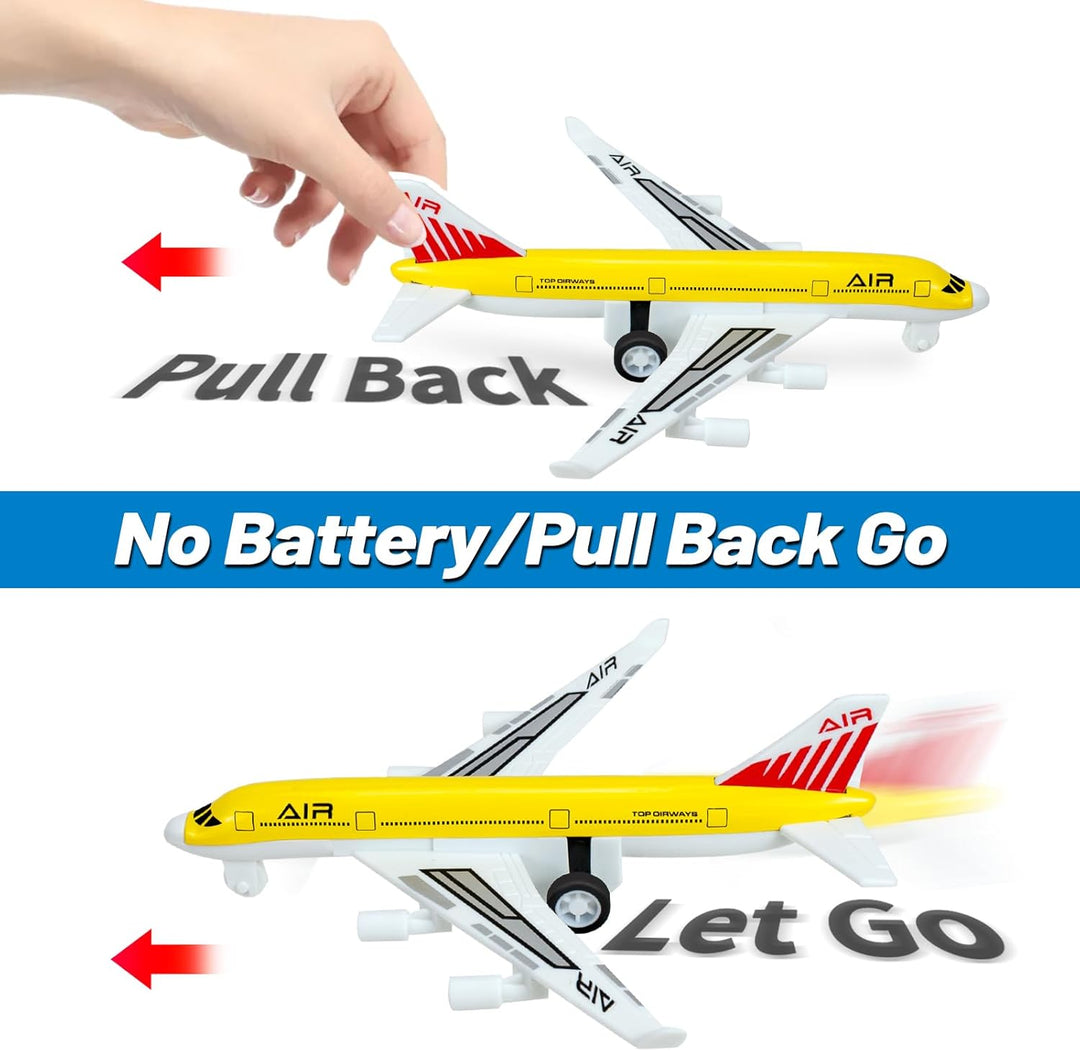 Flugzeug Spielzeug, Metall Pull Back Flugzeug Spielzeug für 3 4 5 6 Jahre Jungen Mädchen, Diecast Fl
