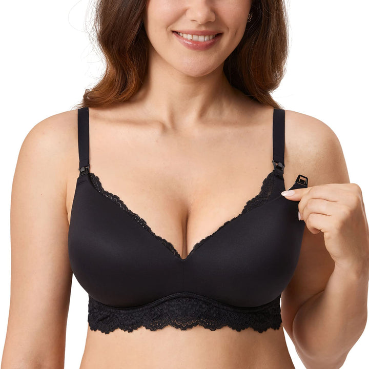 MOMANDA Damen Still BH ohne Bügel Schwangerschafts Spitzen BHS Mutterschaft Bralette für das Stillen