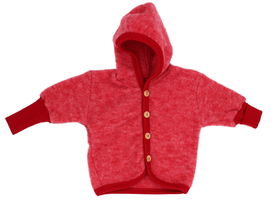 Cosilana Jäckchen mit Kapuze, Grösse 50/56, Farbe Rot melange - Vertrieb nur durch Wollbody®