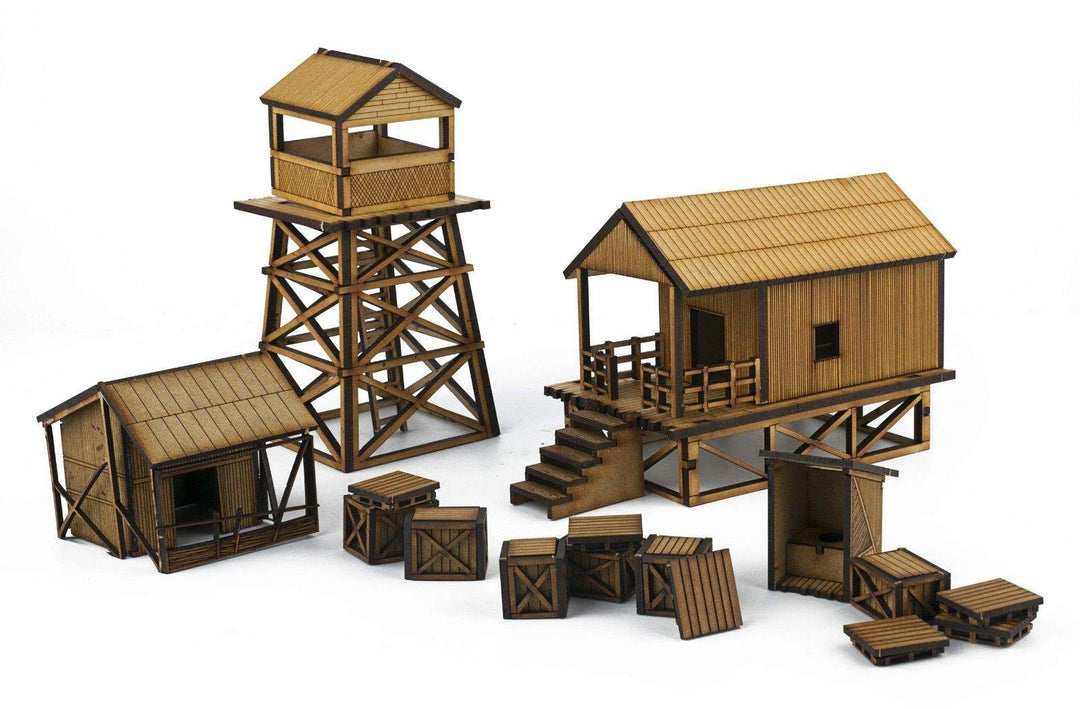 War World Gaming Jungle Warfare MDF Militär Ausgangslager - 28mm Heroisch Pazifisch Tabletop Gelände