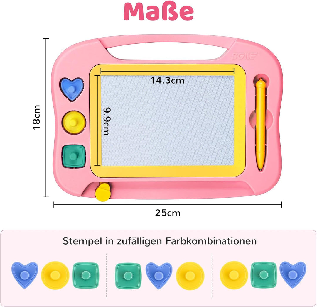 SGILE Magnetische Maltafel Zaubertafel Kinder, Magnet Magnettafel mit 4 Stempeln, Kreatives Spielzeu