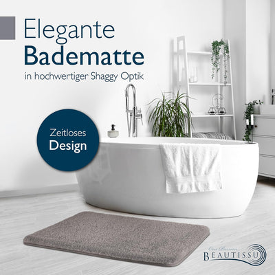Beautissu Badematte rutschfest 100x60 cm – Duschvorleger Hochflor Badteppich rutschfest Waschbar Sha