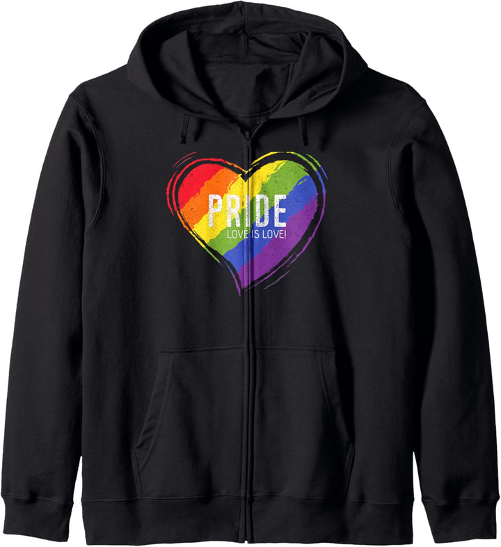 LGBT Pride Design mit Herz Regenbogen Flagge Herren Damen Kapuzenjacke