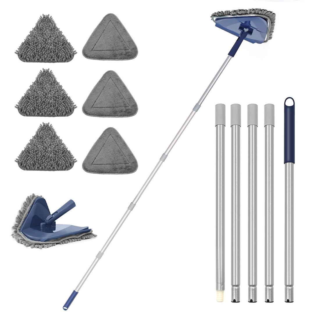 JEHONN Bodenwischer Wischmopp mit Langem Griff 200CM, 3-In-1 Wand Mop mit 6 Ersatz Mikrofaser Chenil