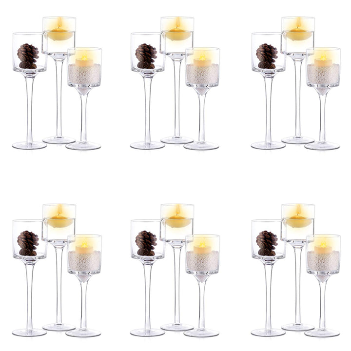Nuptio 6 Sätze (18 Stück)Teelicht-kerzenhalter Glas-kerzenhalter Teelichthalter Hohe Elegante Kerzen