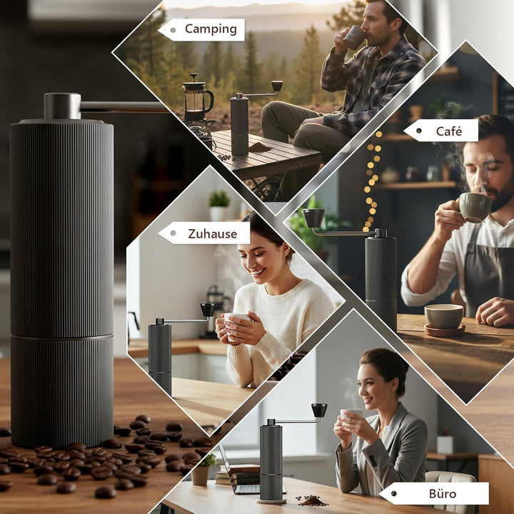 Manuelle Kaffeemühle, Handkaffeemühle mit 30 Einstellbaren Stufen, Kaffeemühle Manuell mit Edelstahl