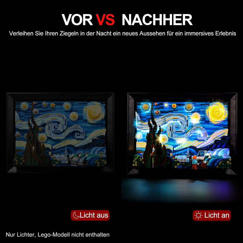 cooldac Led Licht Kit für Lego 21333 Ideas Vincent Van Gogh Sternennacht, Fernbedienung Led Licht Se