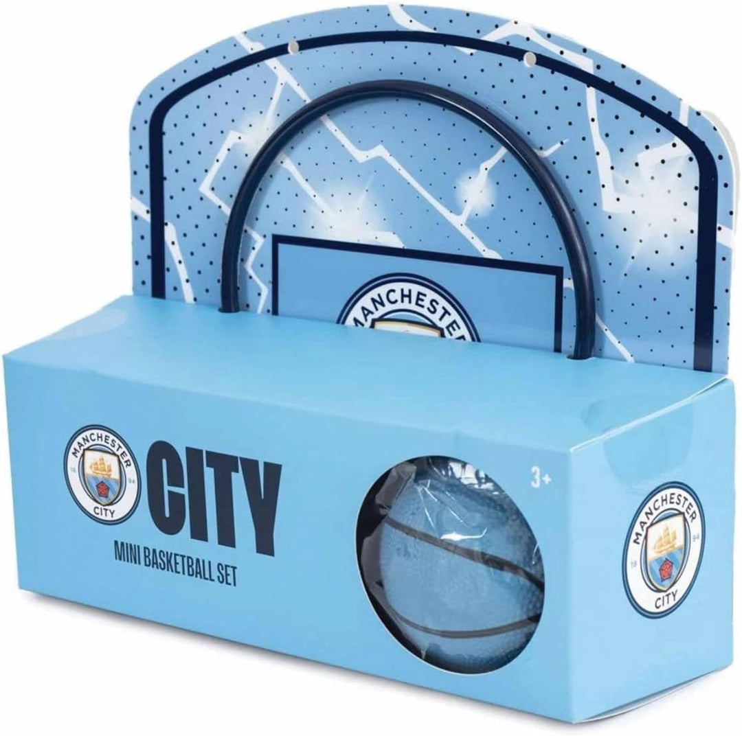 Hy-Pro Manchester City Mini-Basketball-Set – Basketballkorb, Ring und Ball für den Innenbereich – Mi