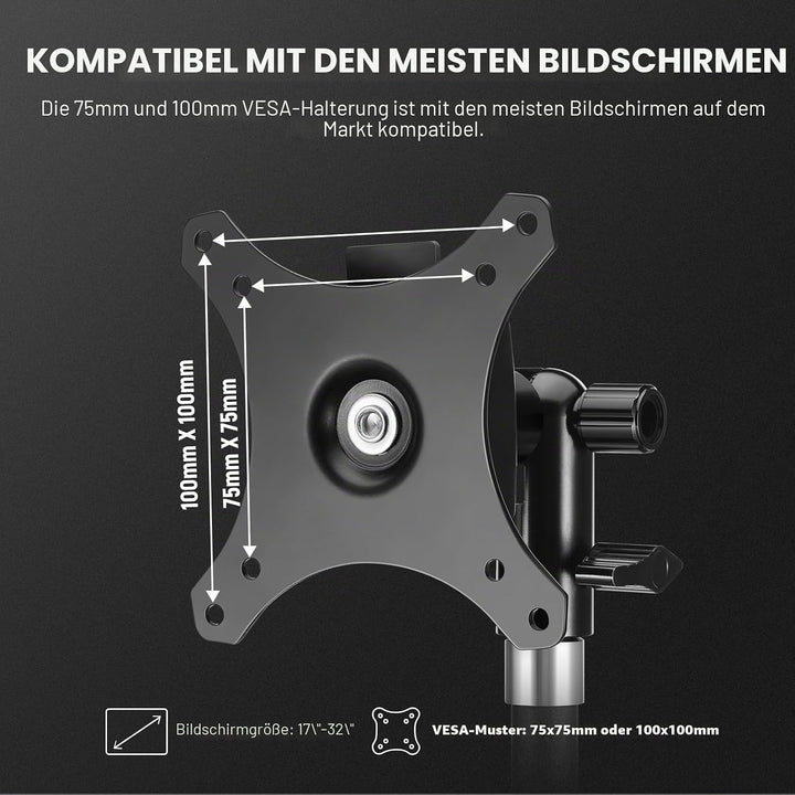 NEEWER Monitor Mount Adapter Halterung mit Schnellverschluss VESA Halterung, 270° verstellbarer Meta