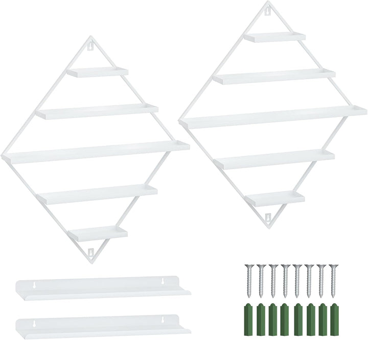 2 Sets Nagellack Regal, Diamantförmiger Metall Organizer, Nagellack Aufbewahrung mit 5 Ebenen, Wandm