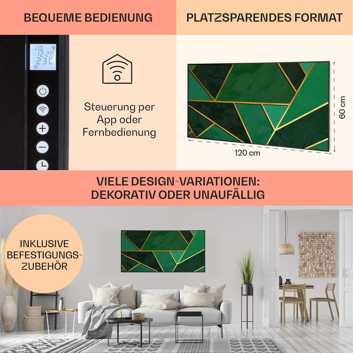 Klarstein Air Art Smart Infrarotheizung, Infrarot Heizung mit IoT/WiFi App-Steuerung, Erkennung Offe