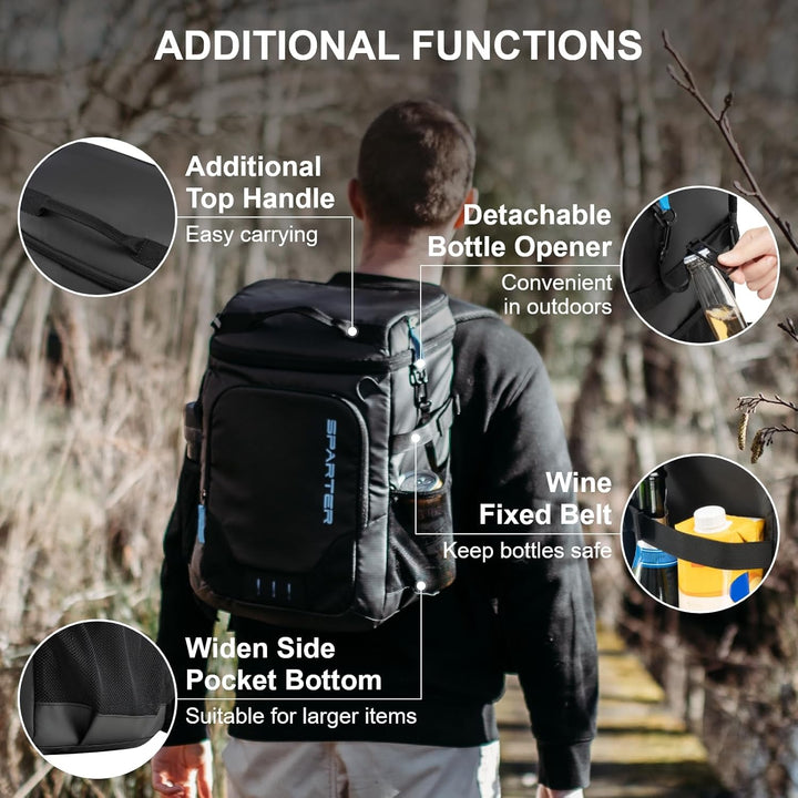 SPARTER Rucksack-Kühler, 33/49 Dosen Kühlrucksack, Isoliert Thermo Rucksack, Auslaufsicher, Wasserdi