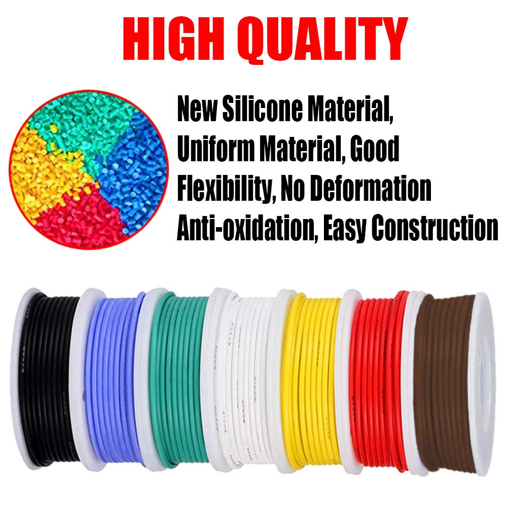 Youmile 26 AWG Silikon Elektrischer Draht Kabel Sortiments kit 300V 7 Farbe Spule Jeweils 10m/33ft 2