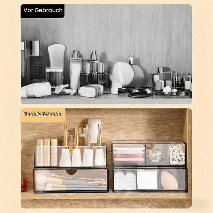 2er-Set Kosmetik Make Up Organizer, Wattepadspender, Wattestäbchen Behälter, Clear Schminktisch Orga