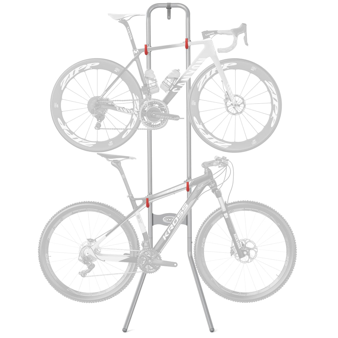 CXWXC Vertikaler Fahrradständer für 2 Fahrräder, Platzsparende Wandhalterung bis 54kg, Verstellbarer
