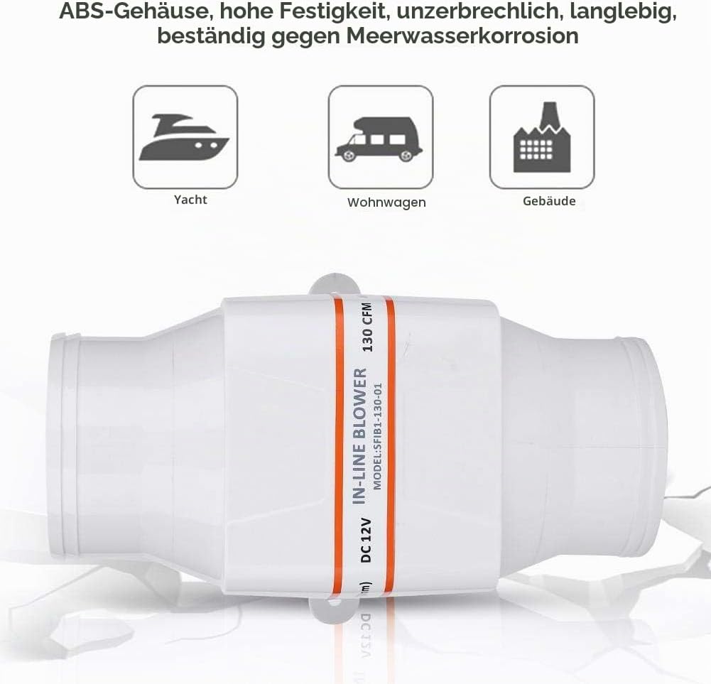 75 mm Luftgebläse, Weiss Rohrventilator, 12V Abluftventilator, Leiser Abluftventilator für schöne Ya