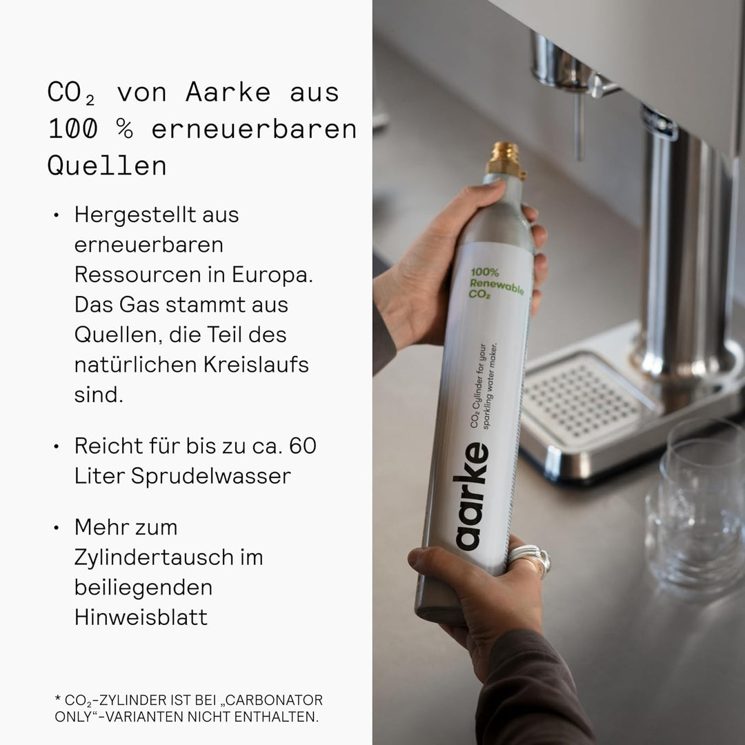 Aarke Carbonator 3, Wassersprudler aus Edelstahl mit Aarke Flasche, Edelstahl Finish, Edelstahl