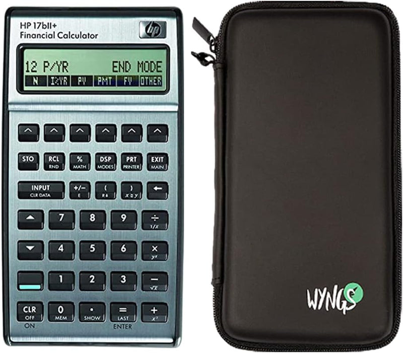 CALCUSO Sparpaket: HP 17BII+ - 17B II Plus Finanzrechner + WYNGS Schutztasche schwarz + Erweiterte G
