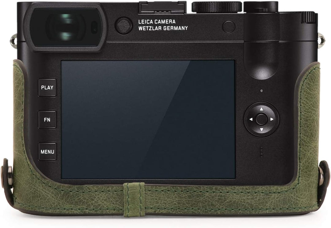 MegaGear MG1721 Ever Ready Kameratasche aus echtem Leder, kompatibel mit Leica Q2, Grün, Grün