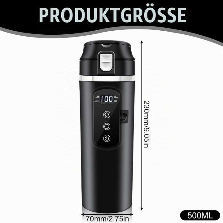 500ml Auto-Heizbecher, 12V/24V Auto Wasserkocher mit LCD-Anzeige, 45-100W Tragbare Heizung Reise Was