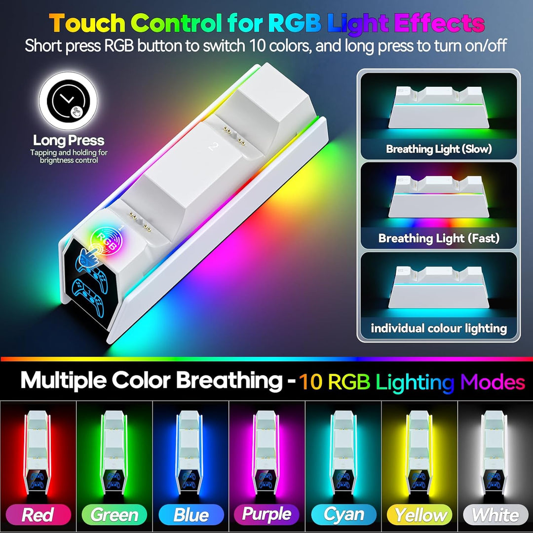 PS5 Controller Ladestation, RGB PS5 Zubehör Ladestationen für PS5 Controller & Edge Controller, PS5
