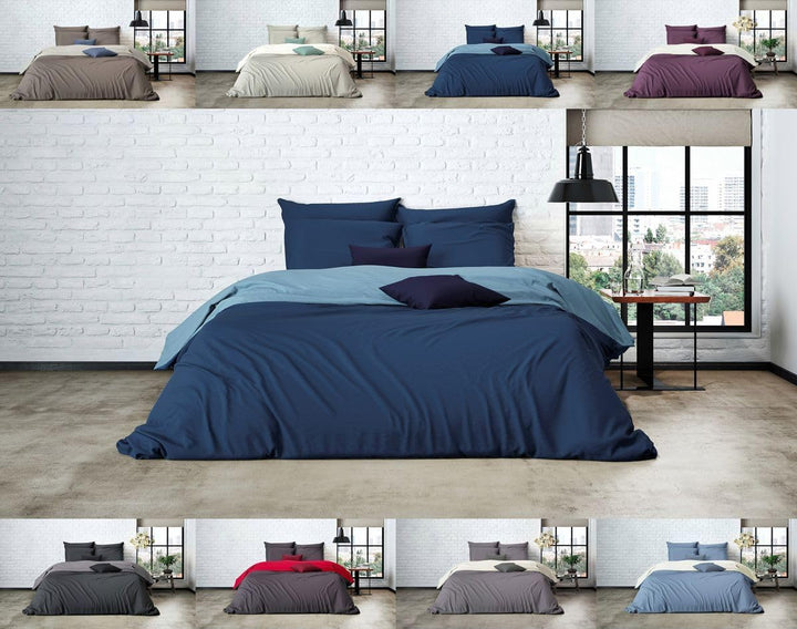 MISTRAL HOME Uni Einfarbig Wende Bettwäsche Edel Perkal 100% Ägyptische Baumwolle, Farbe:Soft Blue-D