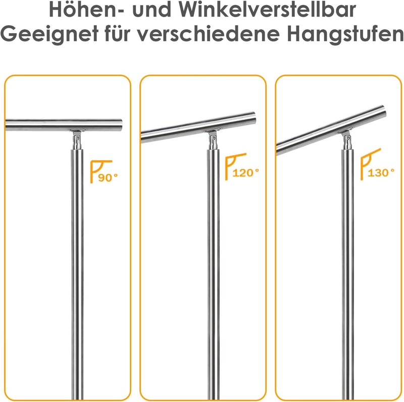 Randaco Edelstahl Handlauf Geländer Innen und Aussen, Treppengeländer für Balkon Brüstung Treppen Ha