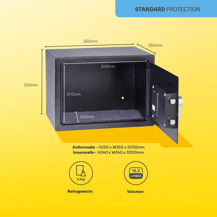 Yale Elektronischer Tresor - Medium - YSV/250/DB2 - Standardsicherheit - Schwarz Black Medium New Ve